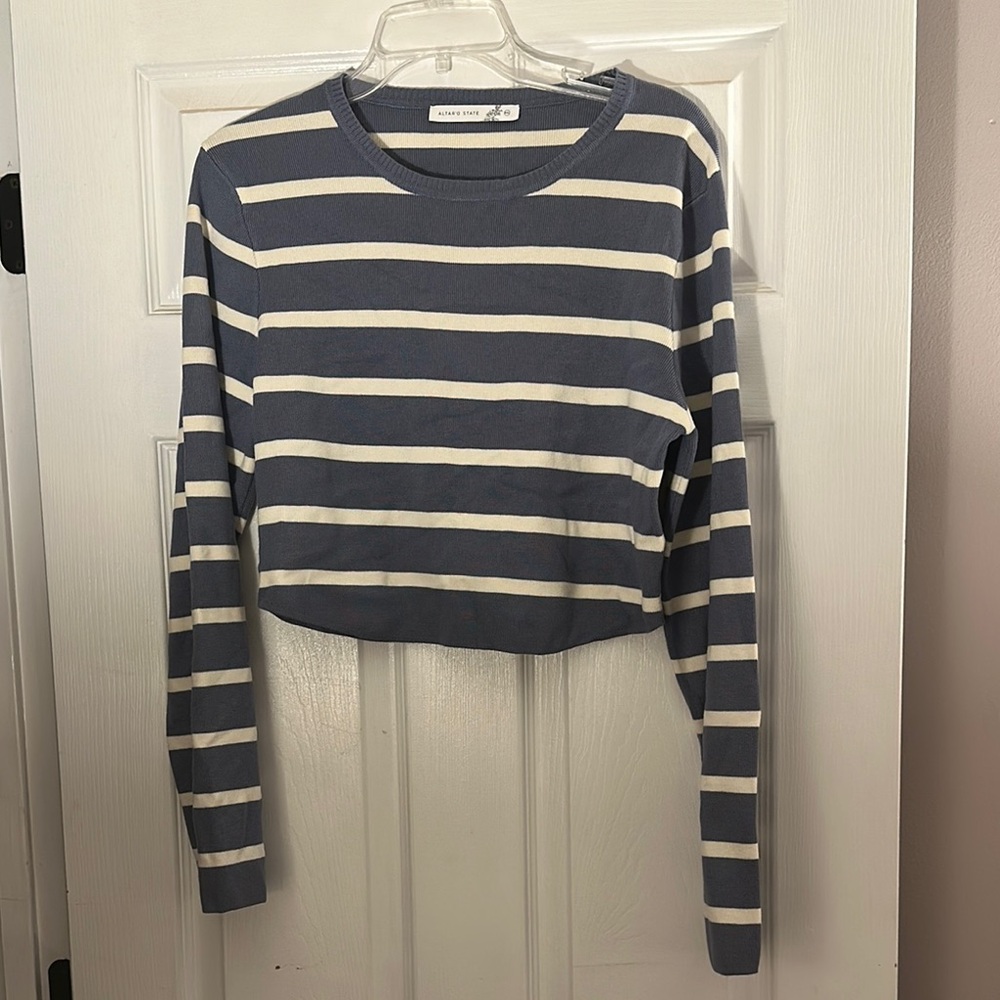 Altar'd State Navy and Cream Striped Top